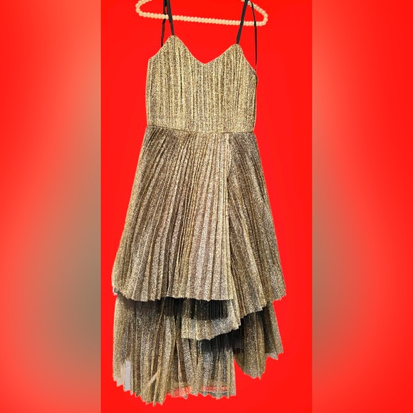 Marc byMarcJacobs NWT$1298. Retail Metallic Gold Dress Fit & Flare La… - Picture 6 of 17